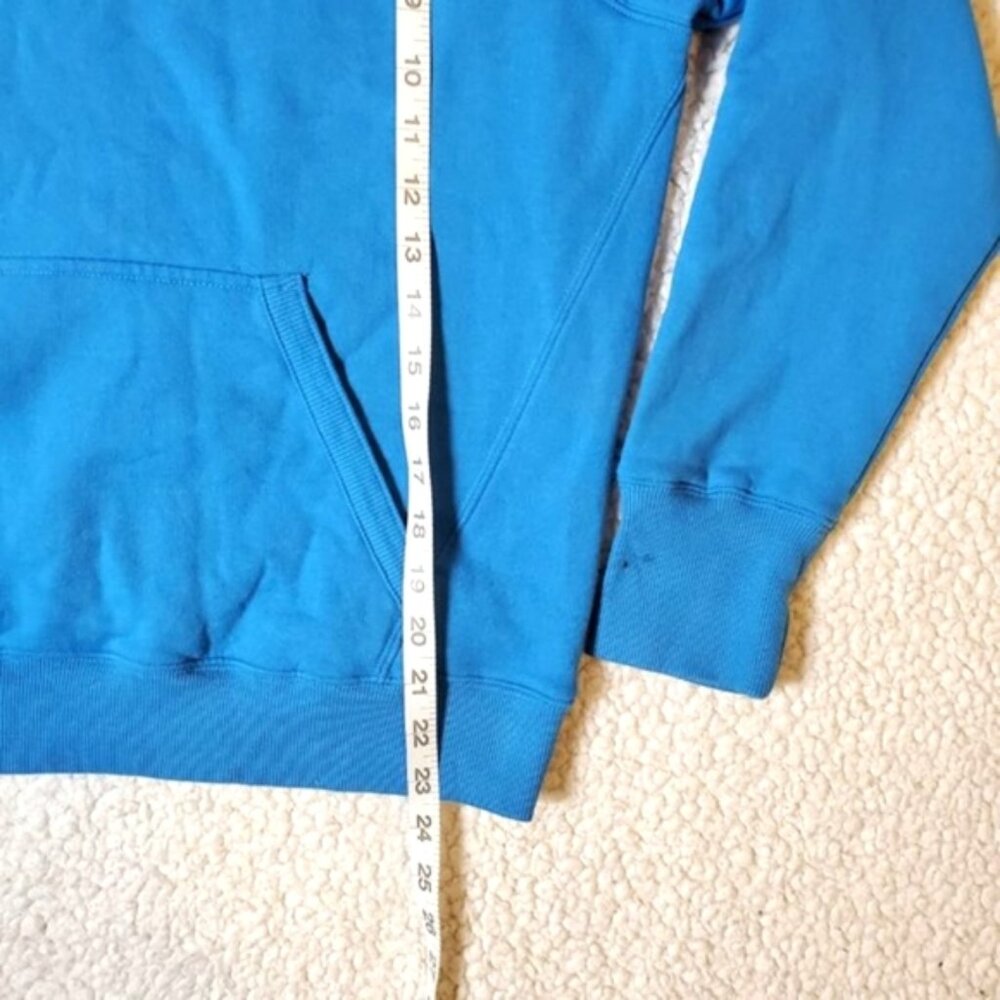 Champion Women's Hoodie Blue Script Logo Pullover Sweatshirt Size M Long Sleeve - Picture 10 of 11